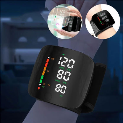 Wrist Blood Pressure Monitor with Large Backlit LED Display and Voice Guidance Function