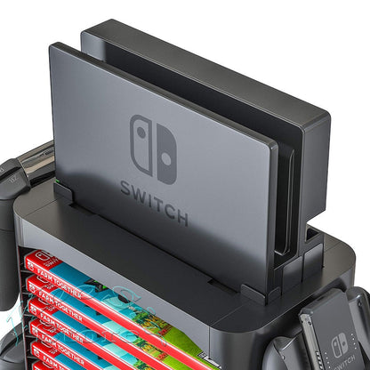 Nintendo Switch Storage Stand with Game Slots and Controller Hooks Organizer Tower