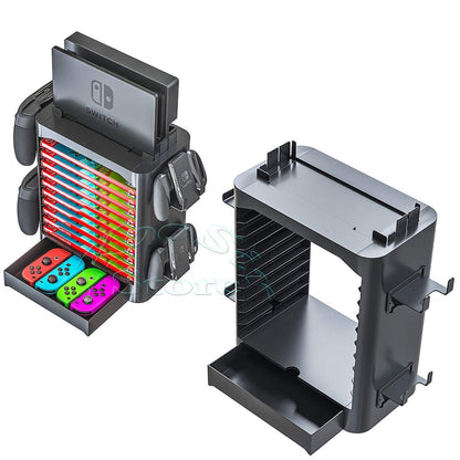 Nintendo Switch Storage Stand with Game Slots and Controller Hooks Organizer Tower