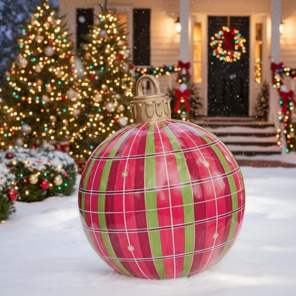 Inflatable Christmas Bauble Decorations - Large 60cm Weatherproof PVC Ornaments for Porches