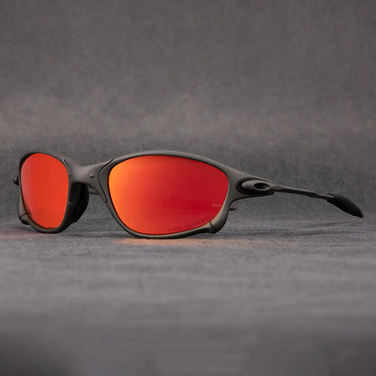 Polarised UV400 Square Sunglasses with Lightweight Metal Frame and Mirror Lenses for Riding