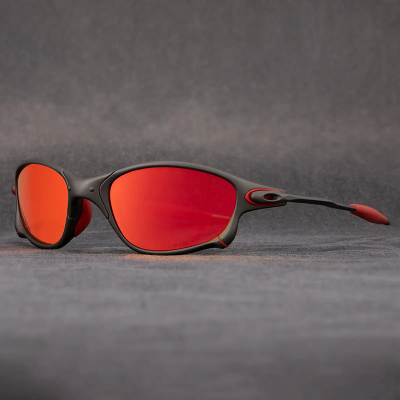 Polarised UV400 Square Sunglasses with Lightweight Metal Frame and Mirror Lenses for Riding