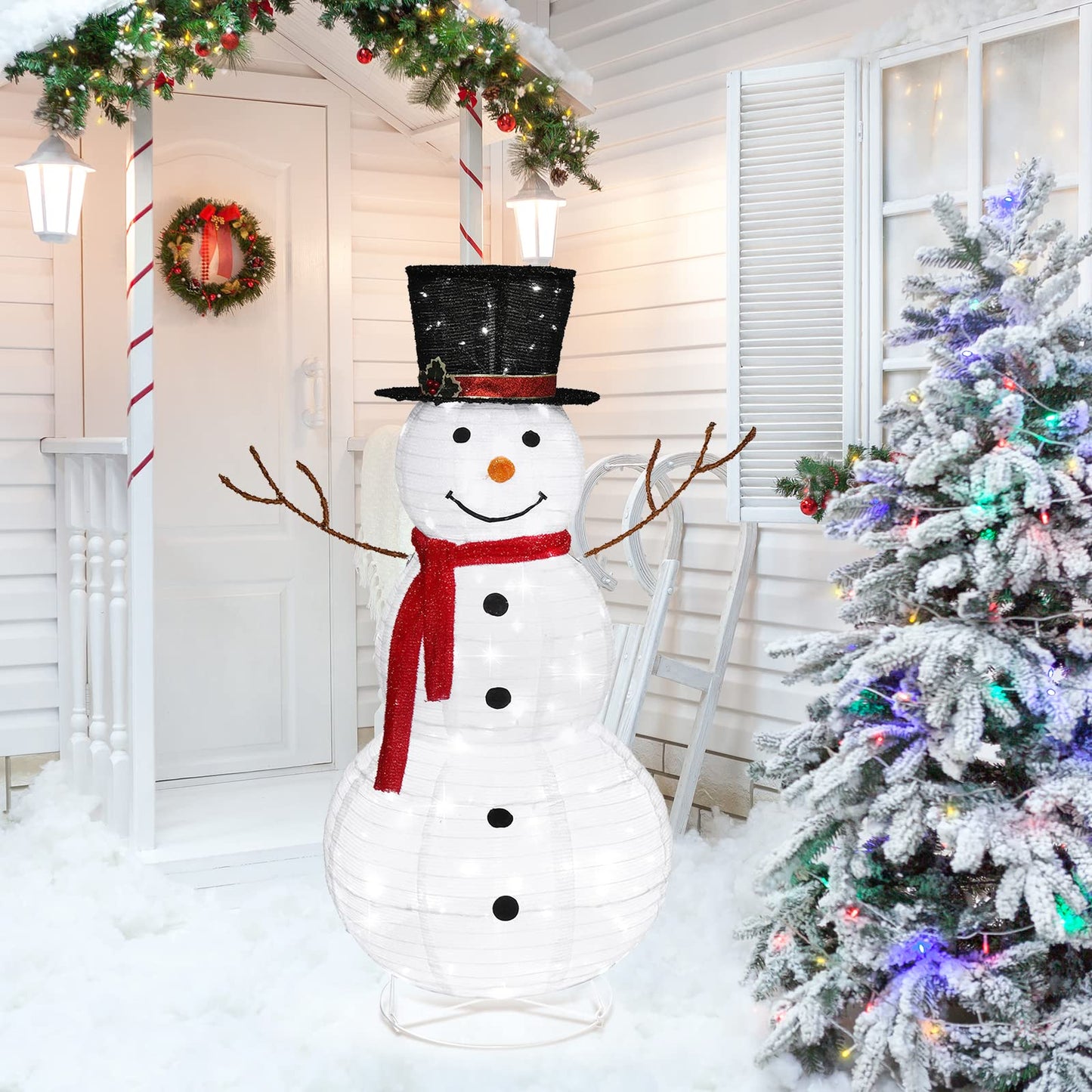 Outdoor LED Snowman Decoration - Collapsible Weatherproof Christmas Yard Light Decor