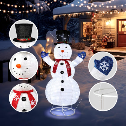 Outdoor LED Snowman Decoration - Collapsible Weatherproof Christmas Yard Light Decor