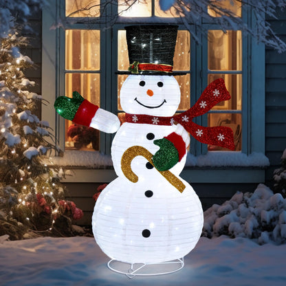 Outdoor LED Snowman Decoration - Collapsible Weatherproof Christmas Yard Light Decor