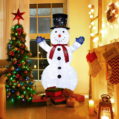 Outdoor LED Snowman Decoration - Collapsible Weatherproof Christmas Yard Light Decor