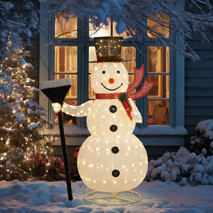 Outdoor LED Snowman Decoration - Collapsible Weatherproof Christmas Yard Light Decor