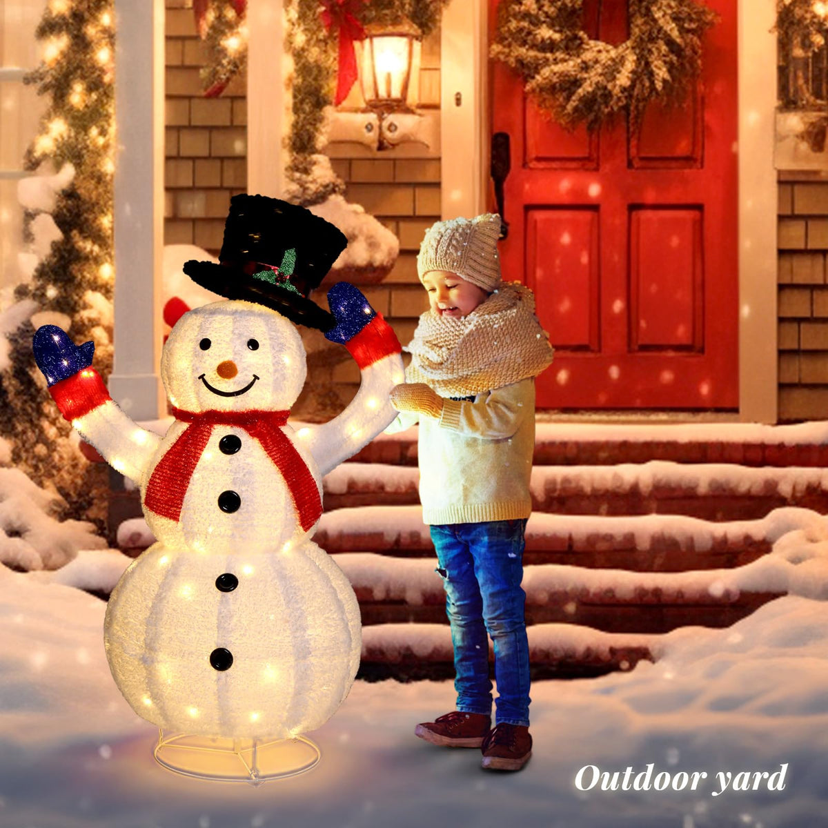 Outdoor LED Snowman Decoration - Collapsible Weatherproof Christmas Yard Light Decor