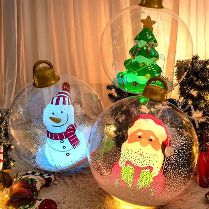 Inflatable Outdoor Christmas Ball with LED Lights Snowman Santa and Christmas Tree Yard Decoration
