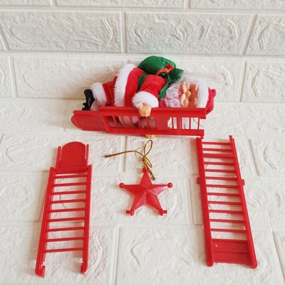 Animated Climbing Santa Christmas Tree Decoration with LED Lights Ladder and 15 Christmas Carols