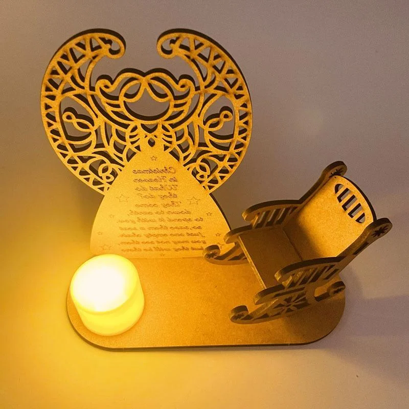 Christmas Remembrance Ornament Wooden Rocking Chair Candle Holder Memorial Tree Decoration Gift