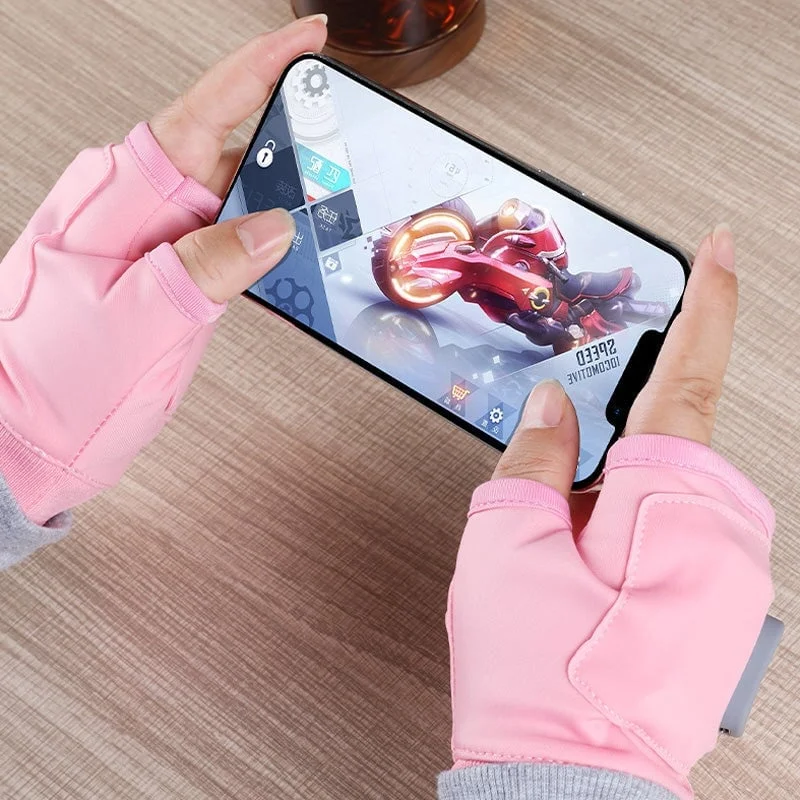 USB C Rechargeable Heated Fingerless Gloves with Three Heat Levels 1800mAh Battery One Size