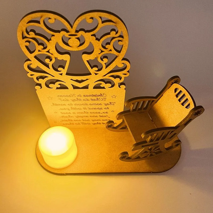 Christmas Remembrance Ornament Wooden Rocking Chair Candle Holder Memorial Tree Decoration Gift