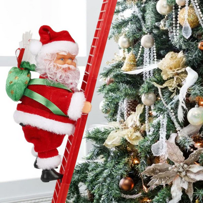 Animated Climbing Santa Christmas Tree Decoration with LED Lights Ladder and 15 Christmas Carols