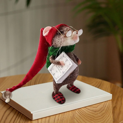 Needle Felted Mouse DIY Craft Kit Handmade Christmas Mouse Making Set for Beginners to Intermediates