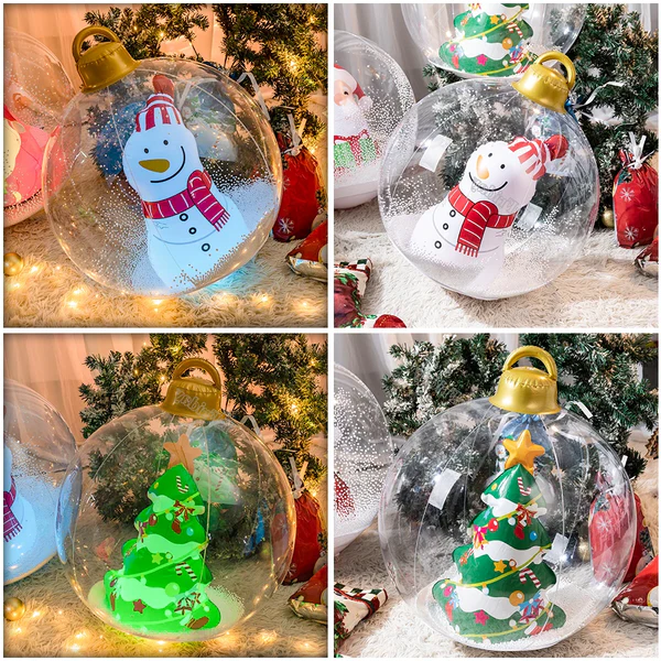 Inflatable Outdoor Christmas Ball with LED Lights Snowman Santa and Christmas Tree Yard Decoration