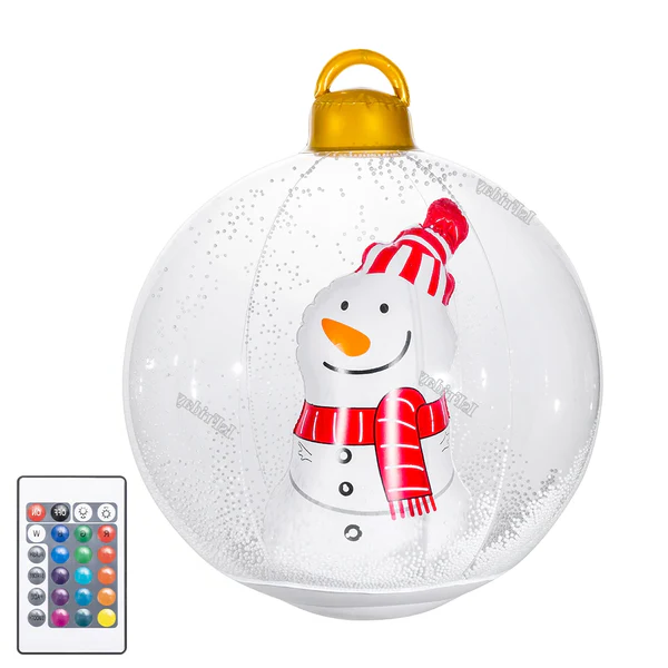 Inflatable Outdoor Christmas Ball with LED Lights Snowman Santa and Christmas Tree Yard Decoration