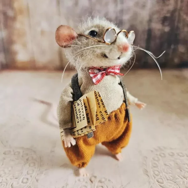 Needle Felted Mouse DIY Craft Kit Handmade Christmas Mouse Making Set for Beginners to Intermediates