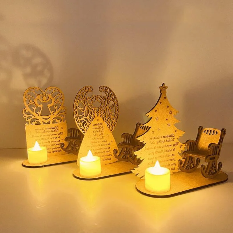 Christmas Remembrance Ornament Wooden Rocking Chair Candle Holder Memorial Tree Decoration Gift