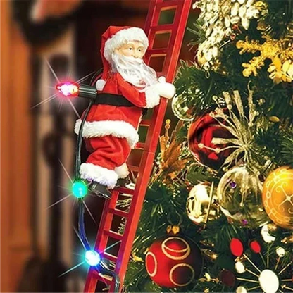 Animated Climbing Santa Christmas Tree Decoration with LED Lights Ladder and 15 Christmas Carols