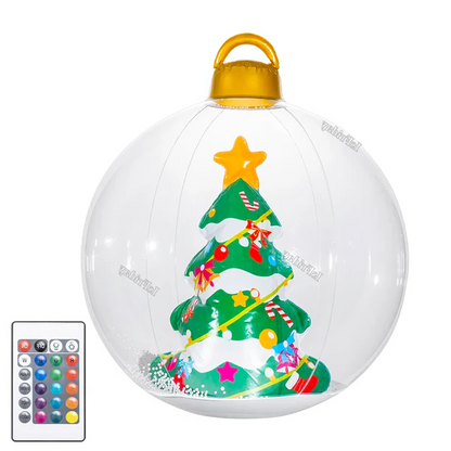 Inflatable Outdoor Christmas Ball with LED Lights Snowman Santa and Christmas Tree Yard Decoration