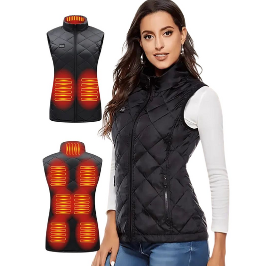 Womens Heated Gilet with Nine Heating Zones Three Heat Settings USB Power Bank Powered Vest