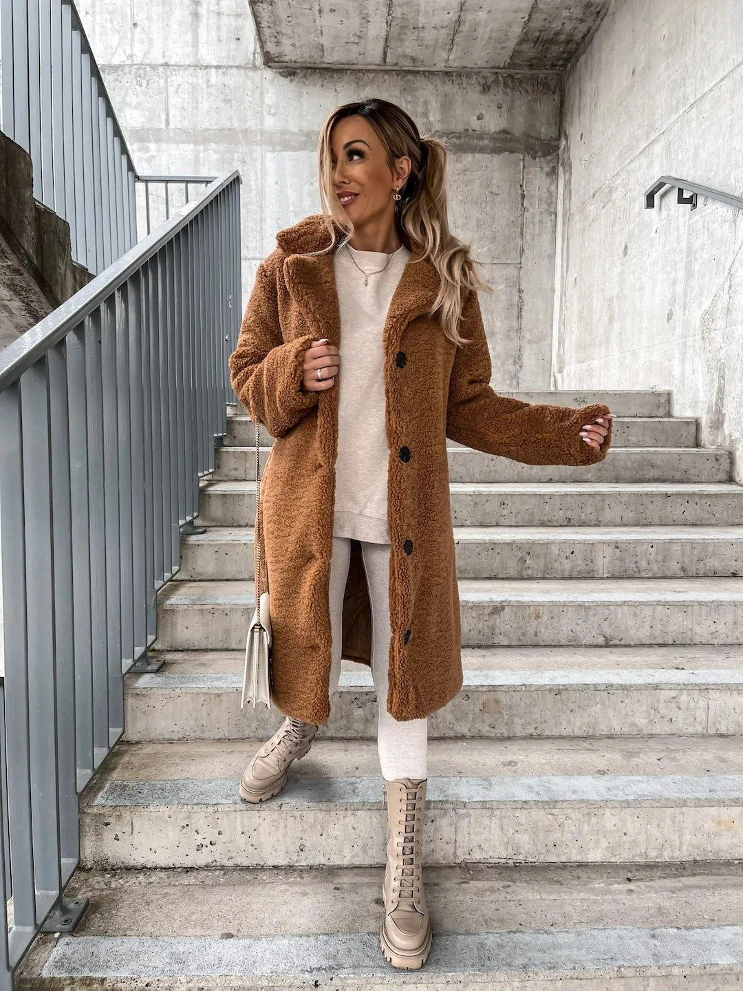 Women's Cozy Plush Trench Coat with Soft Durable Fabric for Versatile Everyday Wear