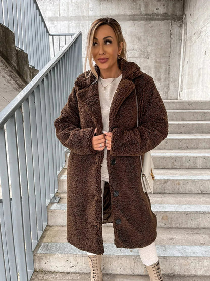 Women's Cozy Plush Trench Coat with Soft Durable Fabric for Versatile Everyday Wear