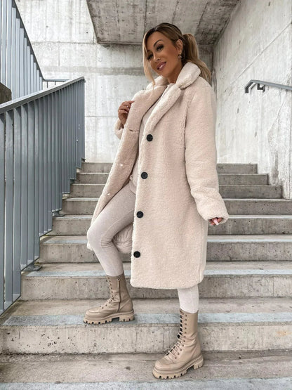 Women's Cozy Plush Trench Coat with Soft Durable Fabric for Versatile Everyday Wear