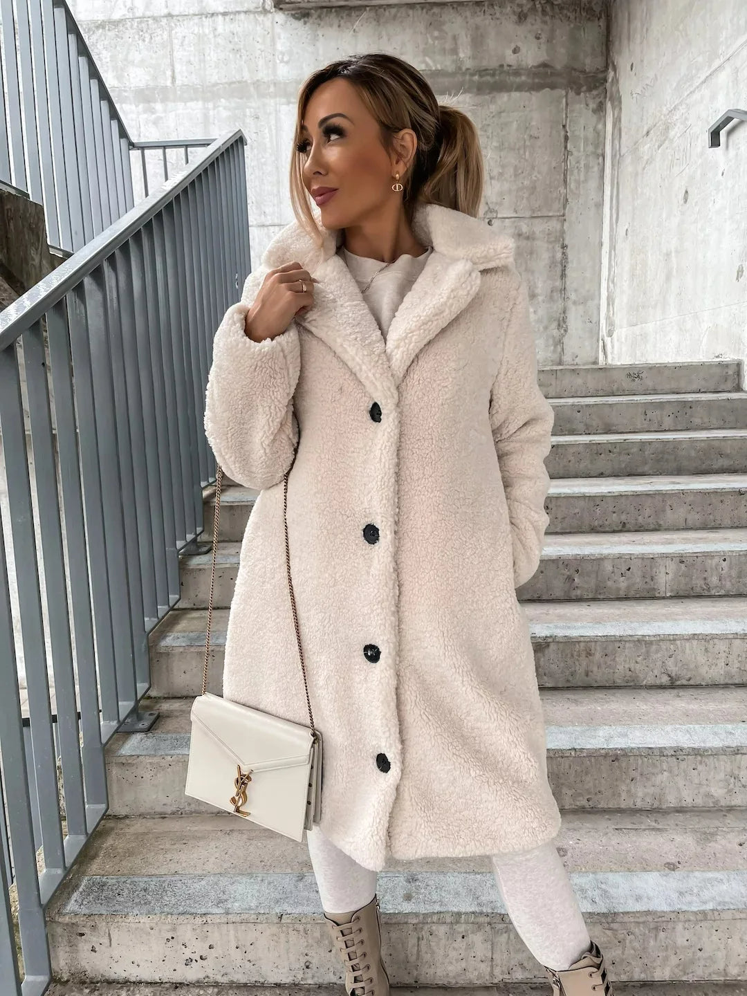 Women's Cozy Plush Trench Coat with Soft Durable Fabric for Versatile Everyday Wear