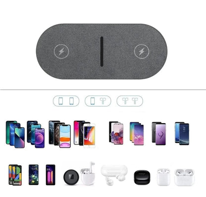 40W Dual Wireless Charging Station for iPhone, AirPods, Samsung & Other Qi Devices