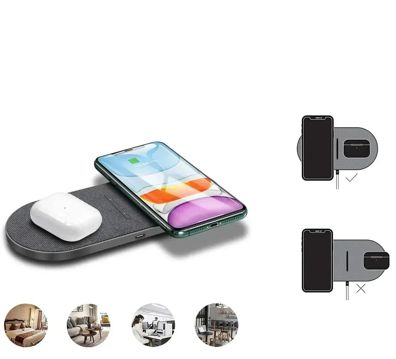 40W Dual Wireless Charging Station for iPhone, AirPods, Samsung & Other Qi Devices