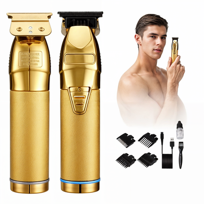 Professional Cordless Hair Clipper with T-Blade Precision and 4 Guide Comb Sizes