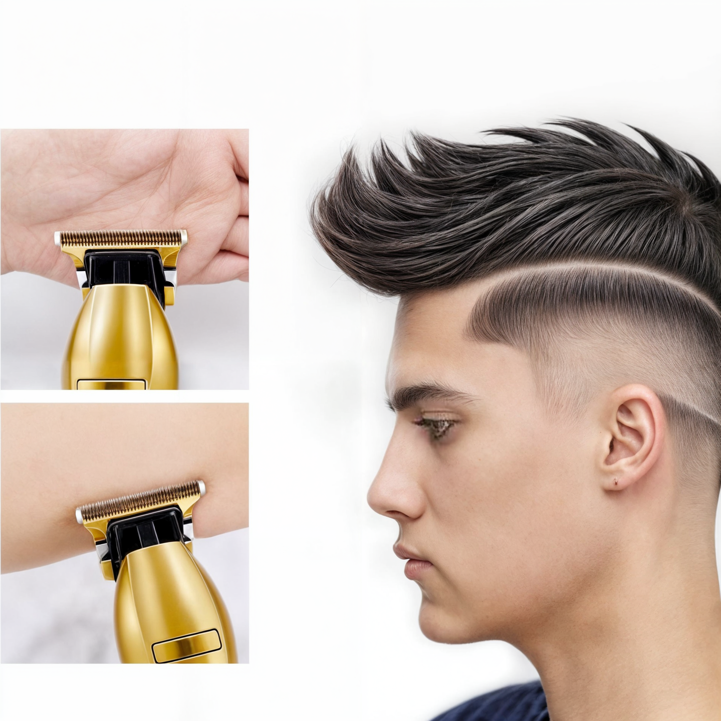 Professional Cordless Hair Clipper with T-Blade Precision and 4 Guide Comb Sizes