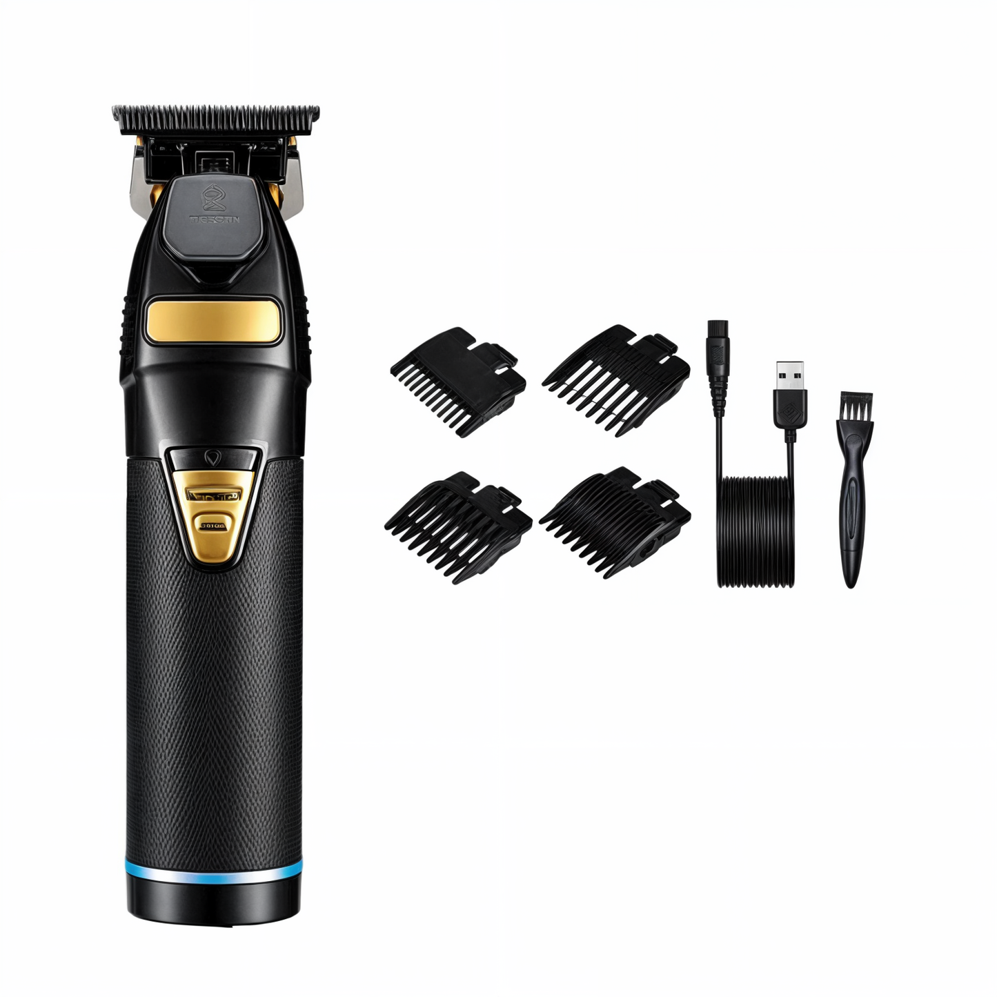 Professional Cordless Hair Clipper with T-Blade Precision and 4 Guide Comb Sizes