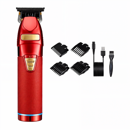 Professional Cordless Hair Clipper with T-Blade Precision and 4 Guide Comb Sizes