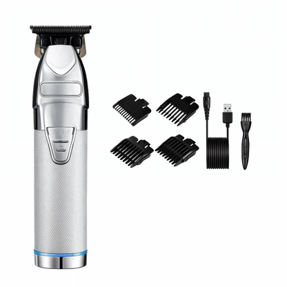 Professional Cordless Hair Clipper with T-Blade Precision and 4 Guide Comb Sizes