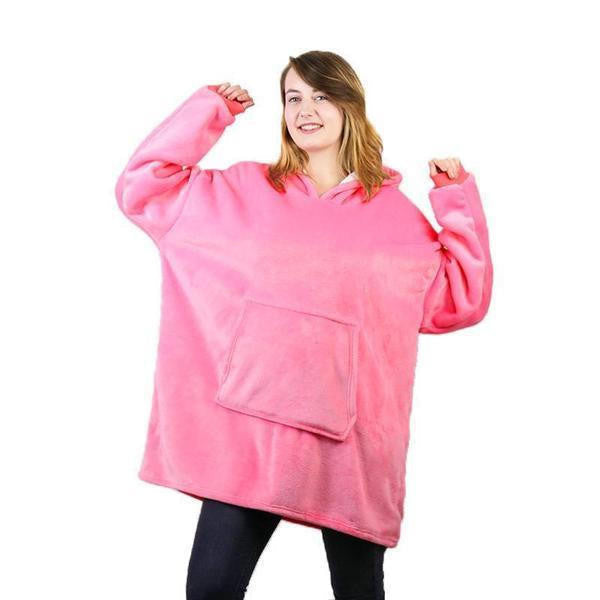 Fleece Lined Blanket Sweater Hoodie with Giant Hood Wide Sleeves and Large Pocket Wearable Blanket