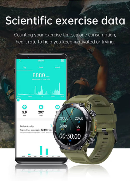 Rugged Outdoor Smartwatch with 1.39 Inch Round Display, Long Battery Life and Activity Tracking