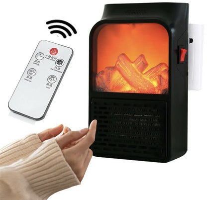 Portable Plug In Space Heater with Remote Control Digital Display Timer and Log Flame Effect