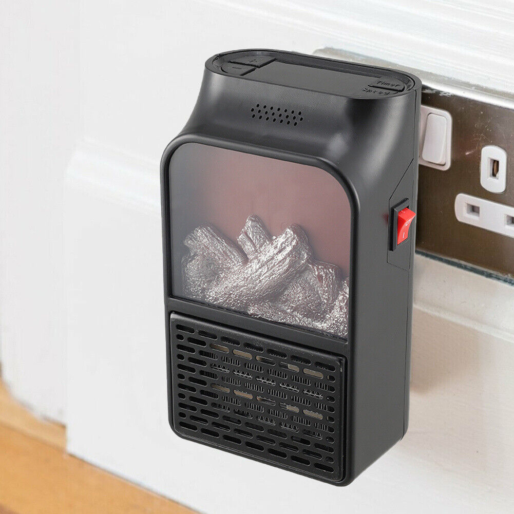 Portable Plug In Space Heater with Remote Control Digital Display Timer and Log Flame Effect