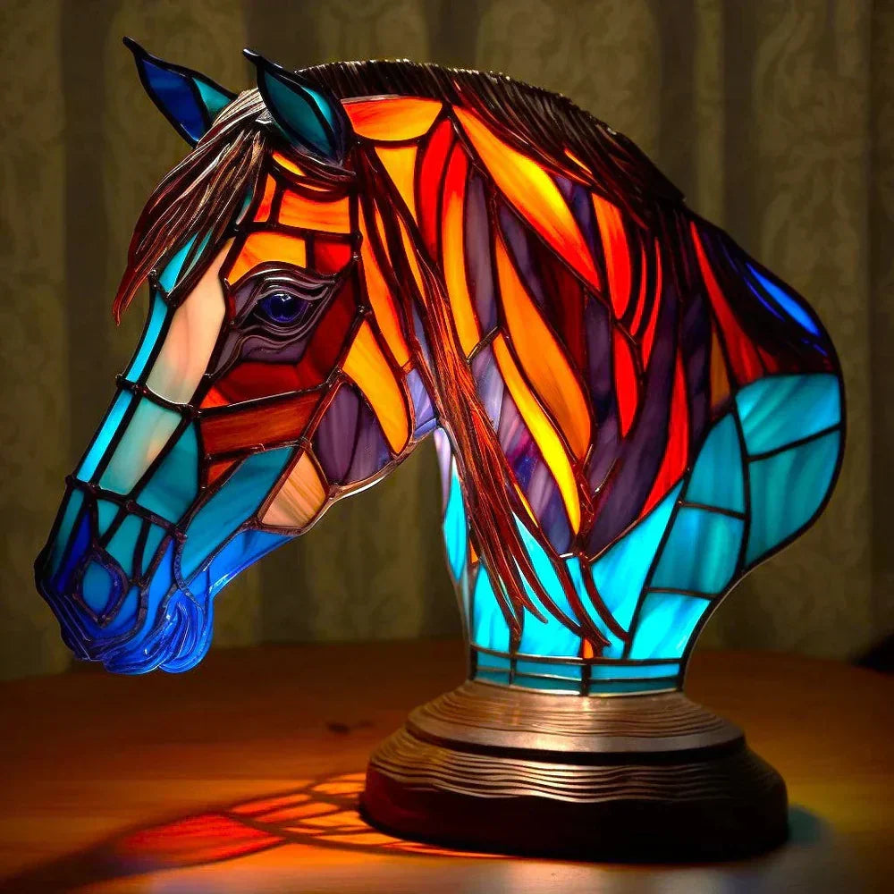 Stained Glass Animal Motif Table Lamp - 20 Unique Designs, Warm Ambient Glow