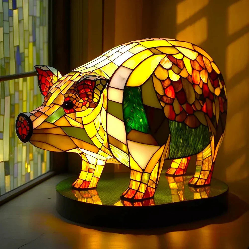 Stained Glass Animal Motif Table Lamp - 20 Unique Designs, Warm Ambient Glow