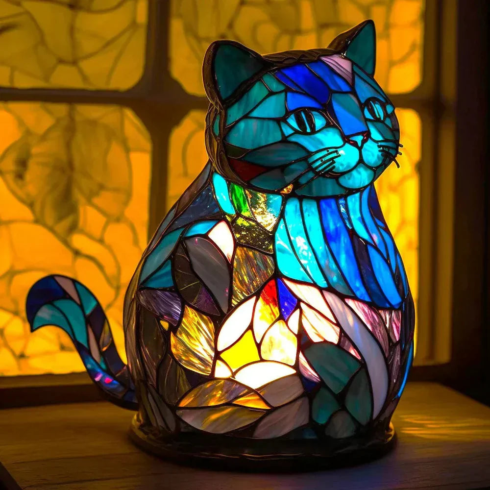 Stained Glass Animal Motif Table Lamp - 20 Unique Designs, Warm Ambient Glow