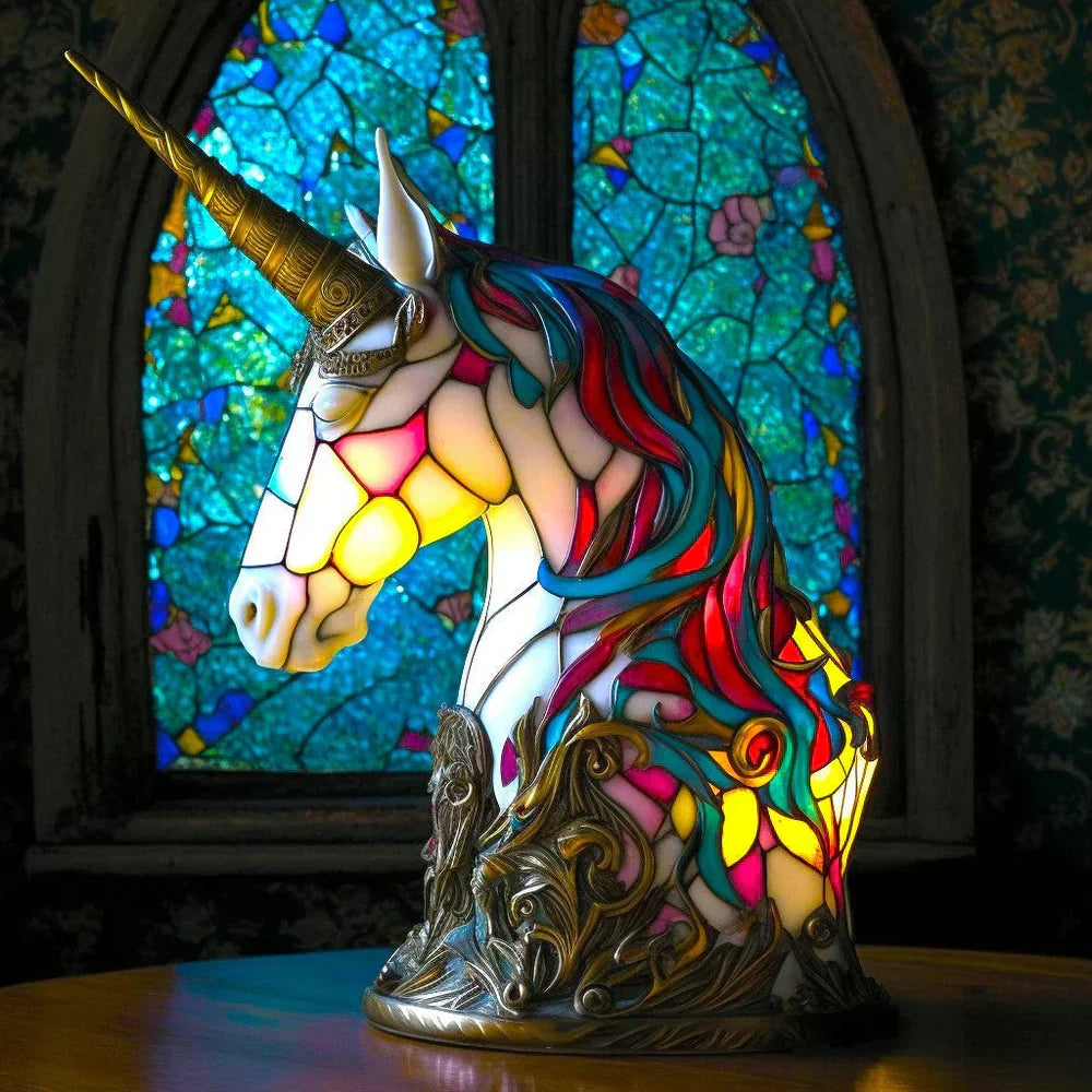 Stained Glass Animal Motif Table Lamp - 20 Unique Designs, Warm Ambient Glow
