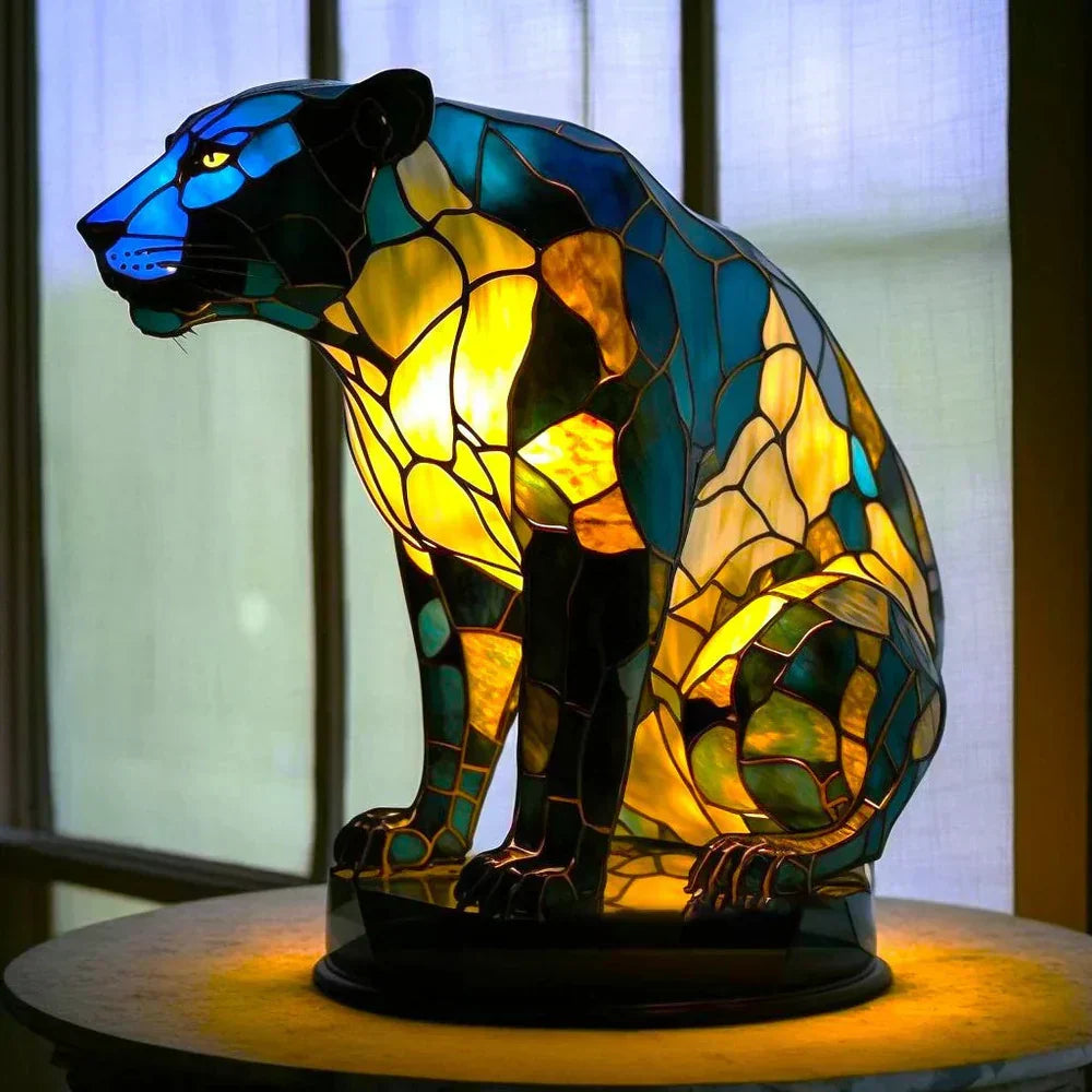 Stained Glass Animal Motif Table Lamp - 20 Unique Designs, Warm Ambient Glow