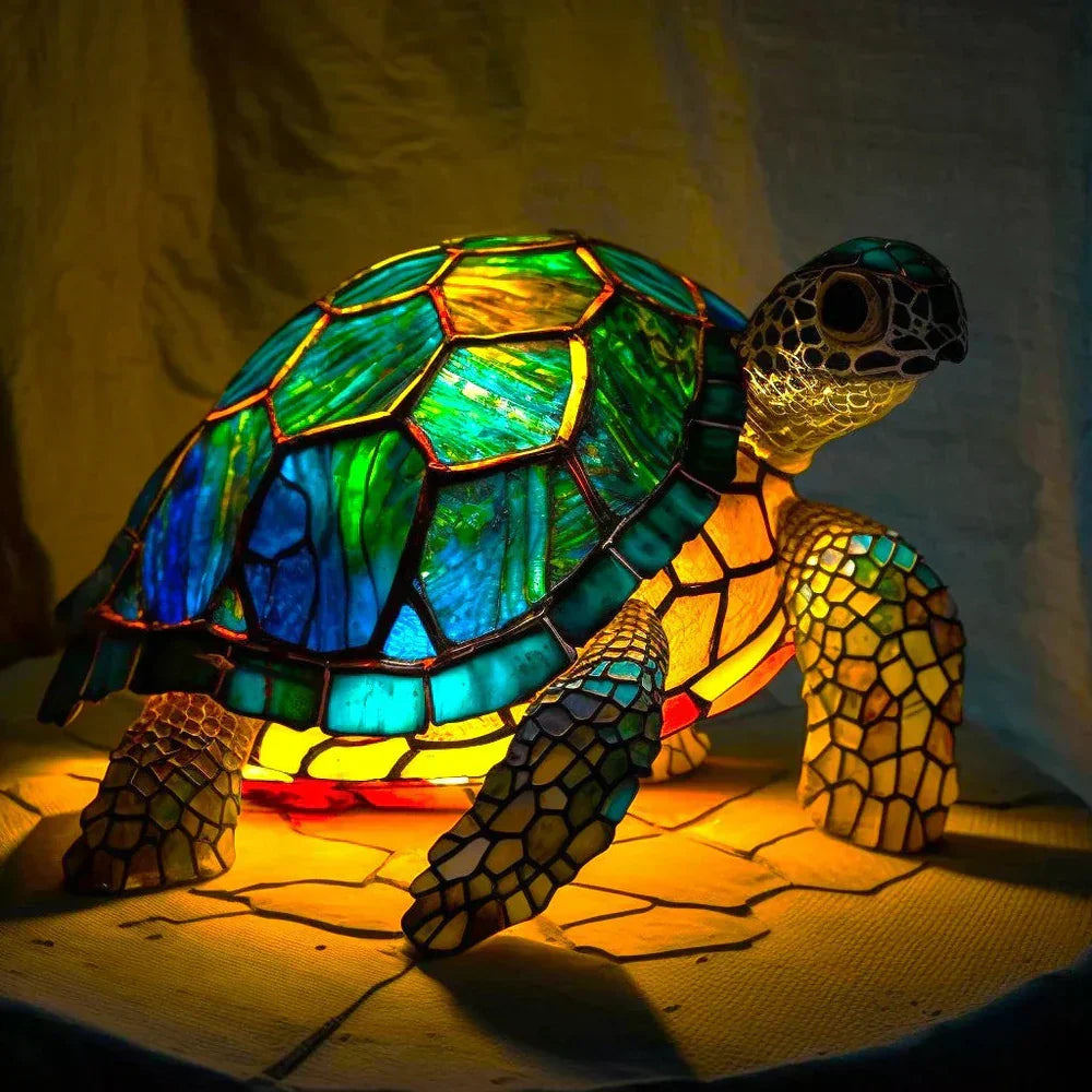 Stained Glass Animal Motif Table Lamp - 20 Unique Designs, Warm Ambient Glow