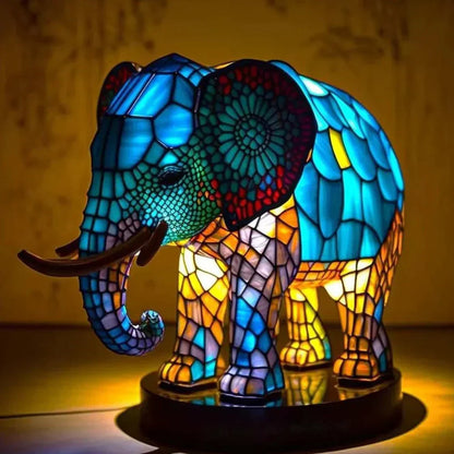 Stained Glass Animal Motif Table Lamp - 20 Unique Designs, Warm Ambient Glow