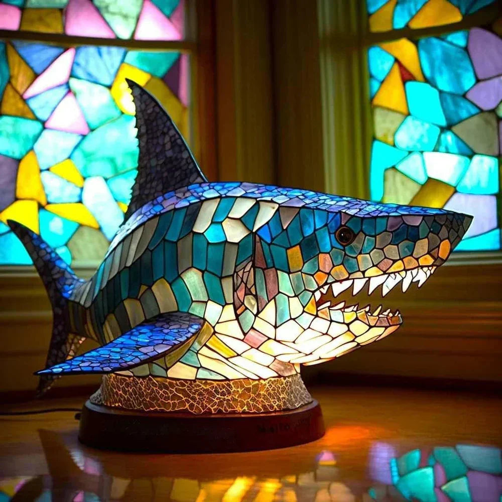 Stained Glass Animal Motif Table Lamp - 20 Unique Designs, Warm Ambient Glow