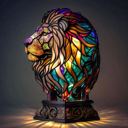 Stained Glass Animal Motif Table Lamp - 20 Unique Designs, Warm Ambient Glow